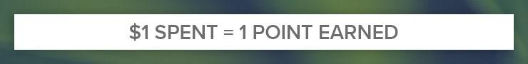 $1 spent = 1 point earned