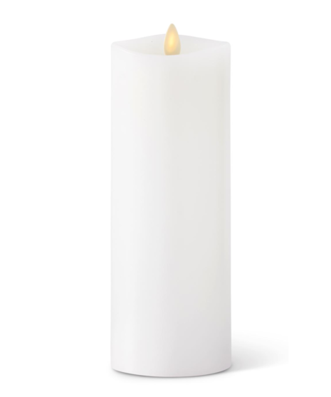3 x 8.5 Inch White Wax Indoor Pillar Luminara Candle Remote Ready