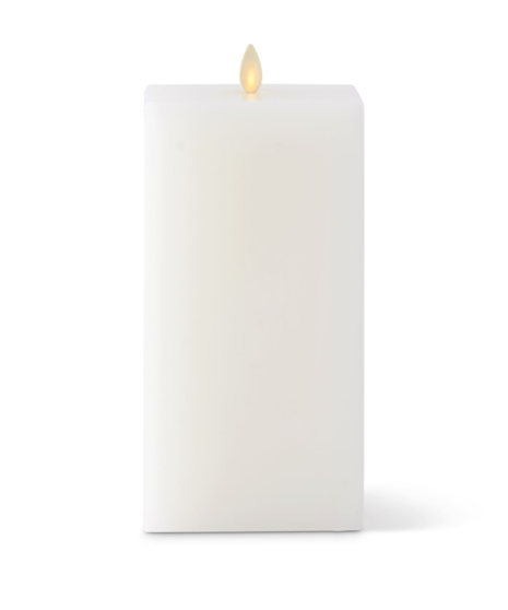 4 x 8.5 Inch White Wax Indoor Square Luminara Candle Remote Ready