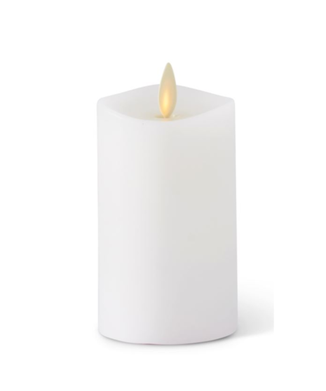 2 x 4.5 Inch White Wax Slim Indoor Pillar Luminara Candle Remote Ready