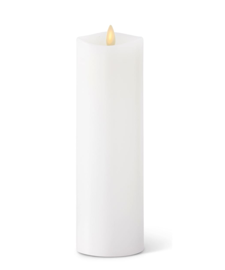 2 x 8 Inch White Wax Slim Indoor Pillar Luminara Candle Remote Ready Milwaukee WI Gift Delivery Welke s Florist