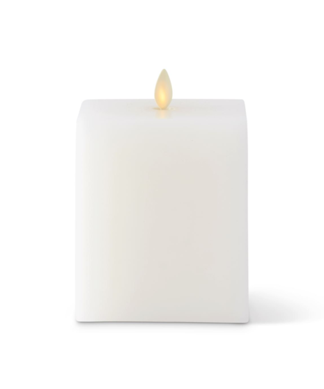 4 x 5.75 Inch White Wax Indoor Square Luminara Candle Remote Ready