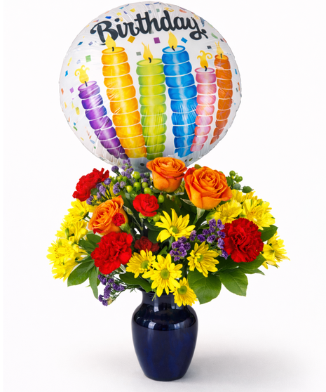 Bright Birthday Wishes - Balloon & Bouquet